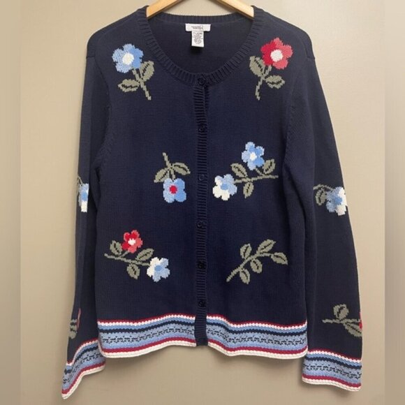 Northern Reflections Vintage Floral Cardigan Button Up Knit Made in Hong Kong LG - Picture 2 of 6